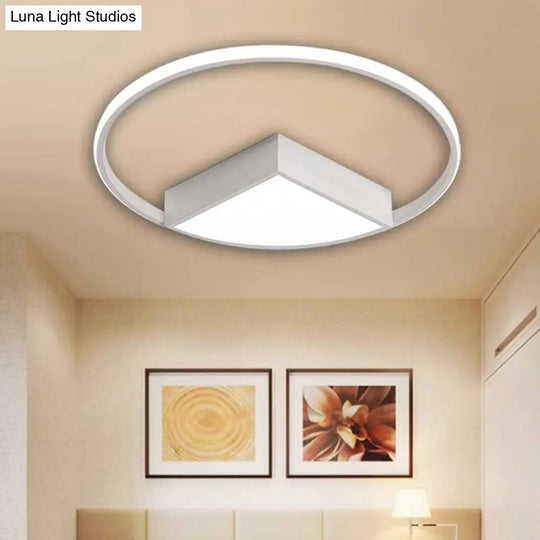 16/19.5/23.5 Wide Acrylic Flushmount Led Ceiling Light In Black/White With Warm/White Lighting White