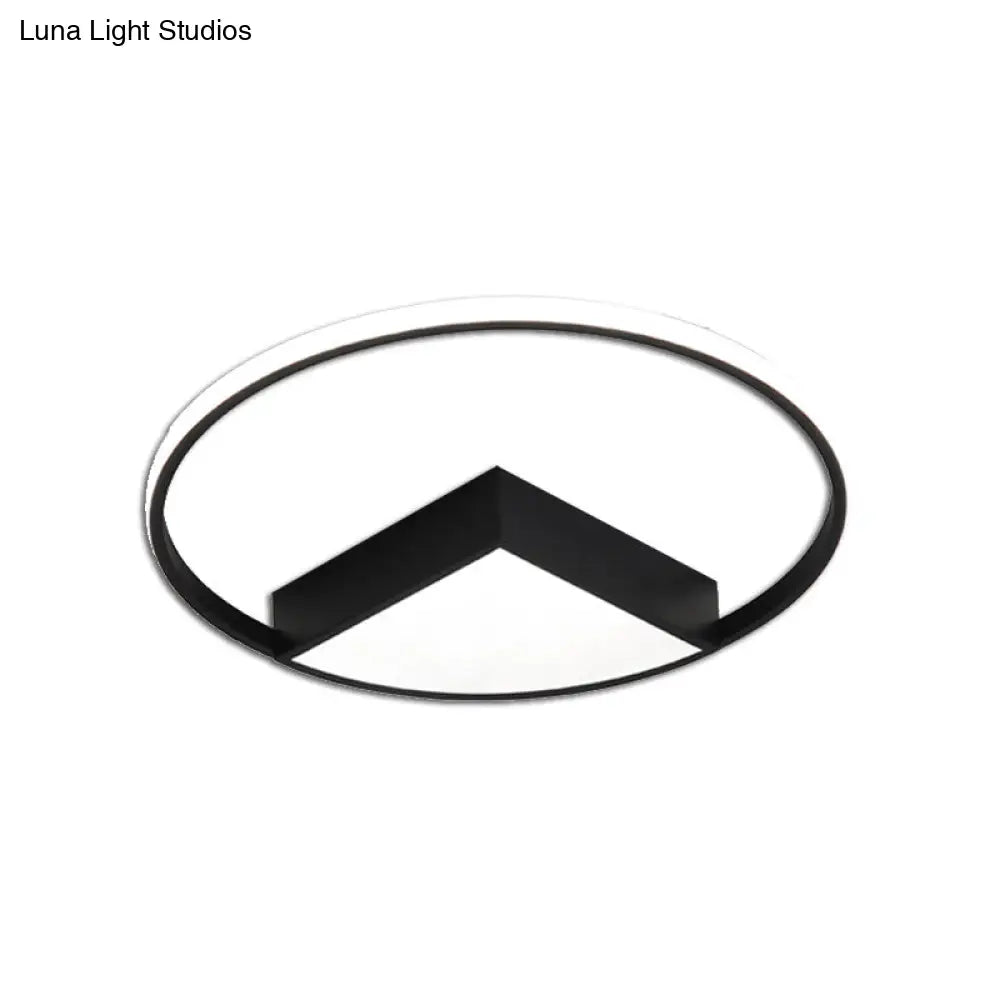 16/19.5/23.5 Wide Acrylic Flushmount Led Ceiling Light In Black/White With Warm/White Lighting