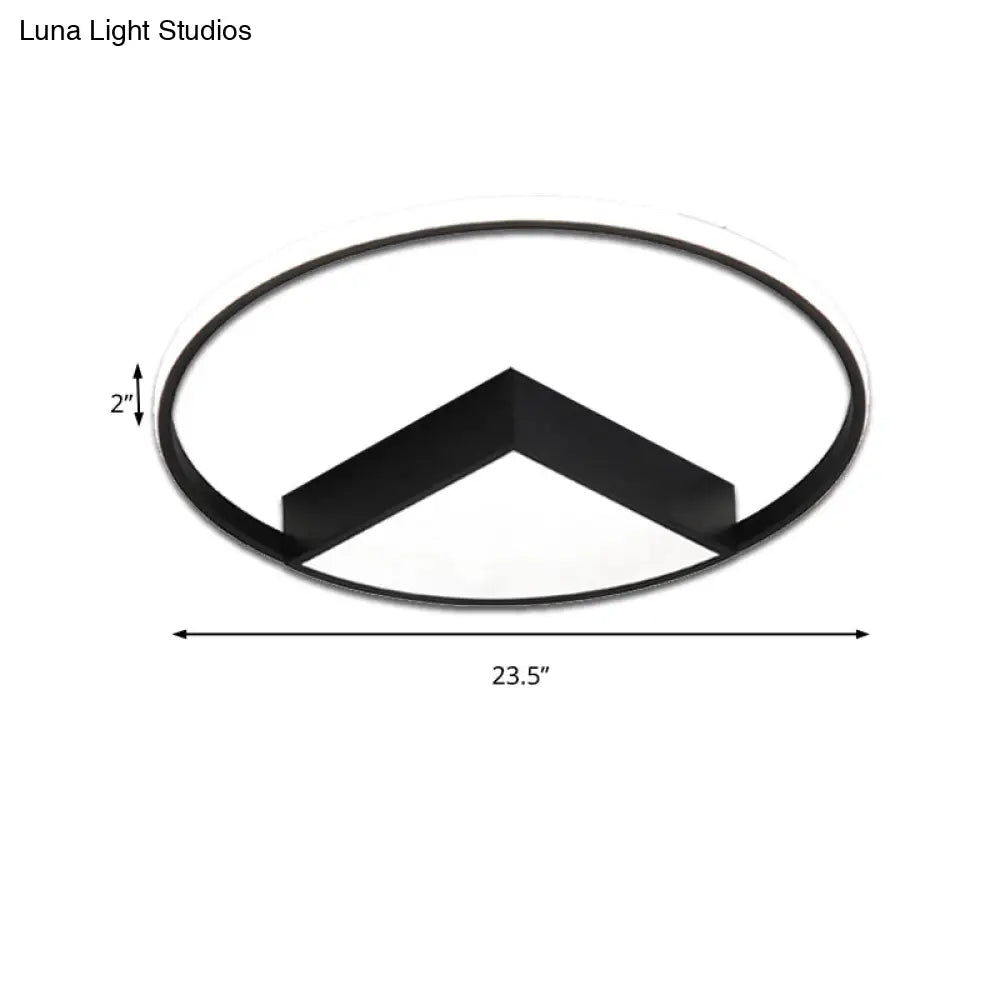 16/19.5/23.5 Wide Acrylic Flushmount Led Ceiling Light In Black/White With Warm/White Lighting