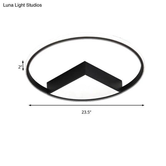 16/19.5/23.5 Wide Acrylic Flushmount Led Ceiling Light In Black/White With Warm/White Lighting