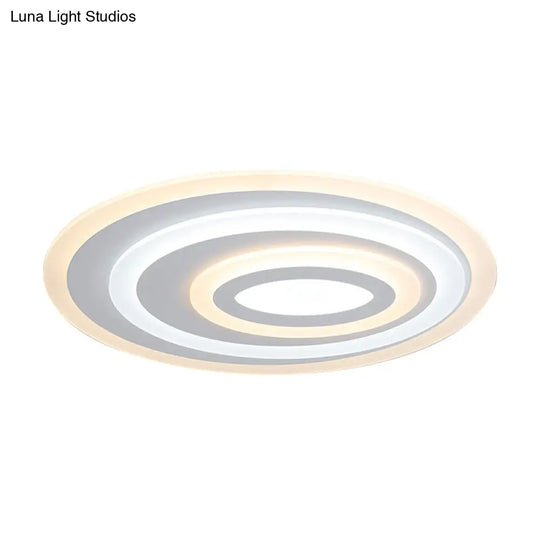 16’/19.5/25.5’ Wide Oval Acrylic Flush Lamp - Contemporary Led White Mount Ceiling Fixture