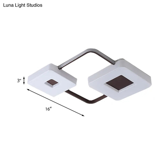 16’/19.5’/35.5’ Coffee Square/Rectangular Led Flush Mount Lamp - White Light Acrylic Ceiling