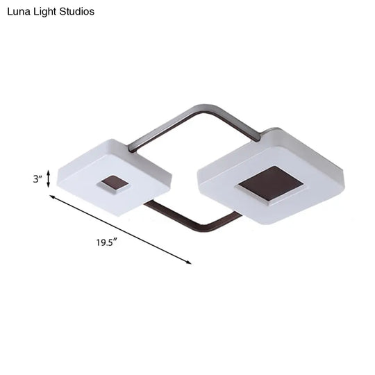 16/19.5/35.5 Coffee Square/Rectangular Led Flush Mount Lamp - White Light Acrylic Ceiling For Living