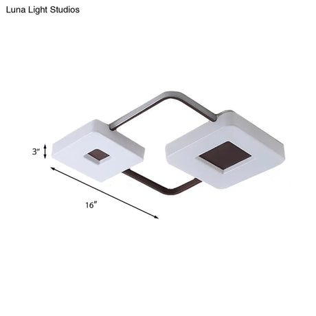 16’/19.5’/35.5’ Coffee Square/Rectangular Led Flush Mount Lamp - White Light Acrylic Ceiling