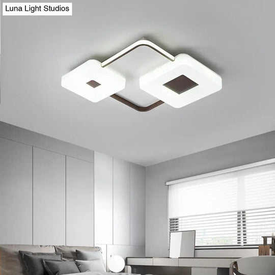 16’/19.5’/35.5’ Coffee Square/Rectangular Led Flush Mount Lamp - White Light Acrylic Ceiling