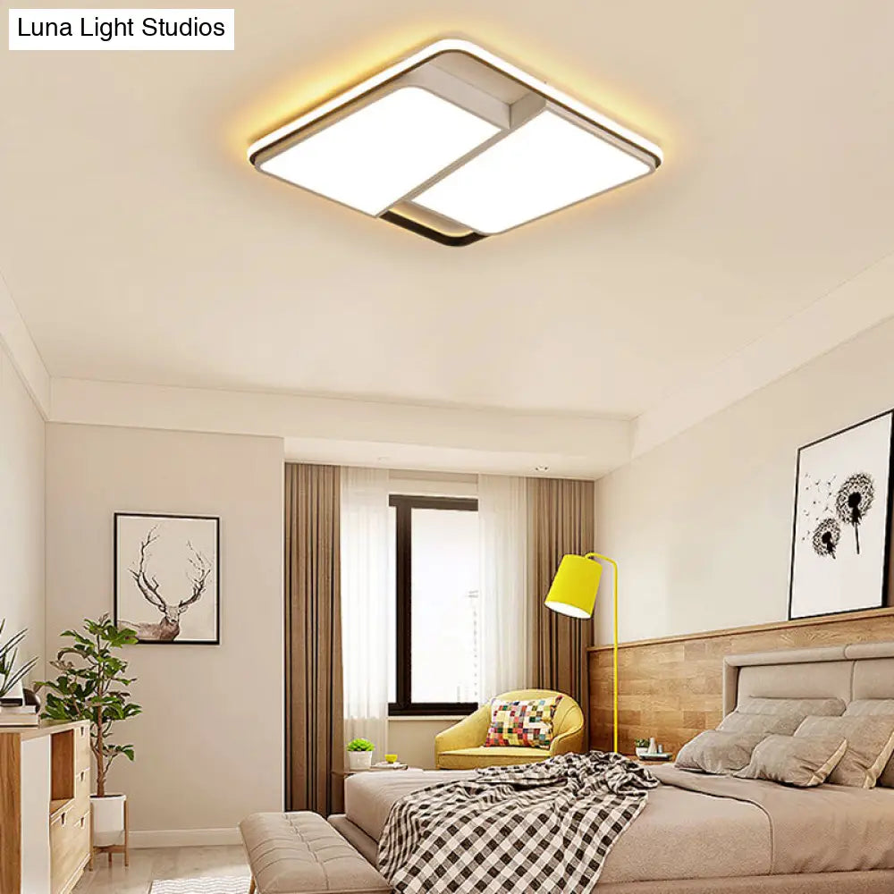 16’/19.5’/35.5’ Rectangular/Square Flush Mount Led Ceiling Light - Modern White Fixture For
