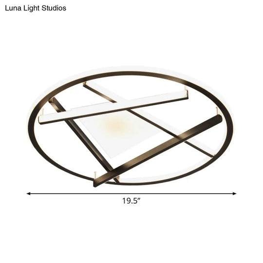 16/19.5 Acrylic Ring Led Flush Mount Ceiling Light In Black White/Warm