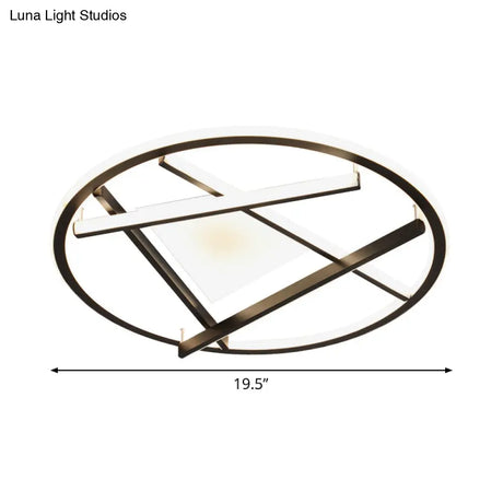 16’/19.5’ Acrylic Ring Led Flush Mount Ceiling Light In Black White/Warm