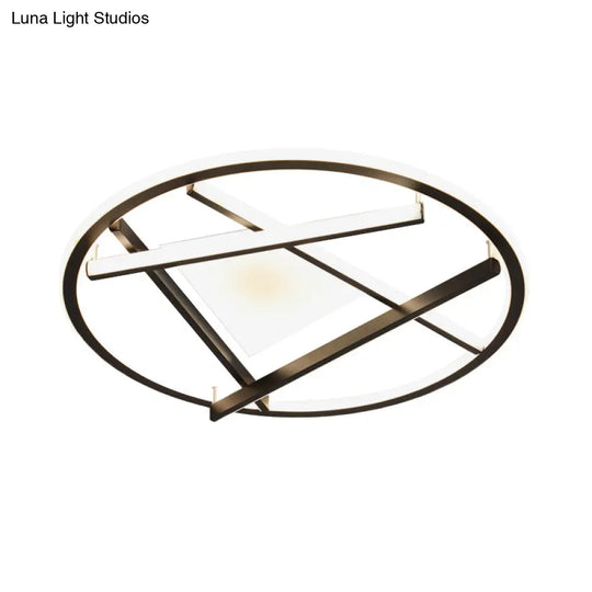 16’/19.5’ Acrylic Ring Led Flush Mount Ceiling Light In Black White/Warm