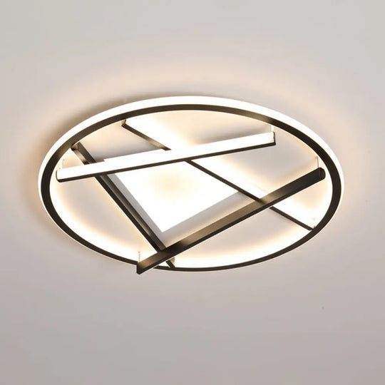 16/19.5 Acrylic Ring Led Flush Mount Ceiling Light In Black White/Warm