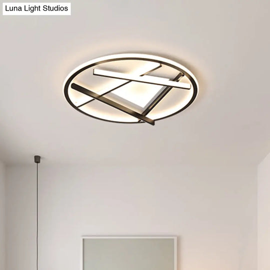 16/19.5 Acrylic Ring Led Flush Mount Ceiling Light In Black White/Warm