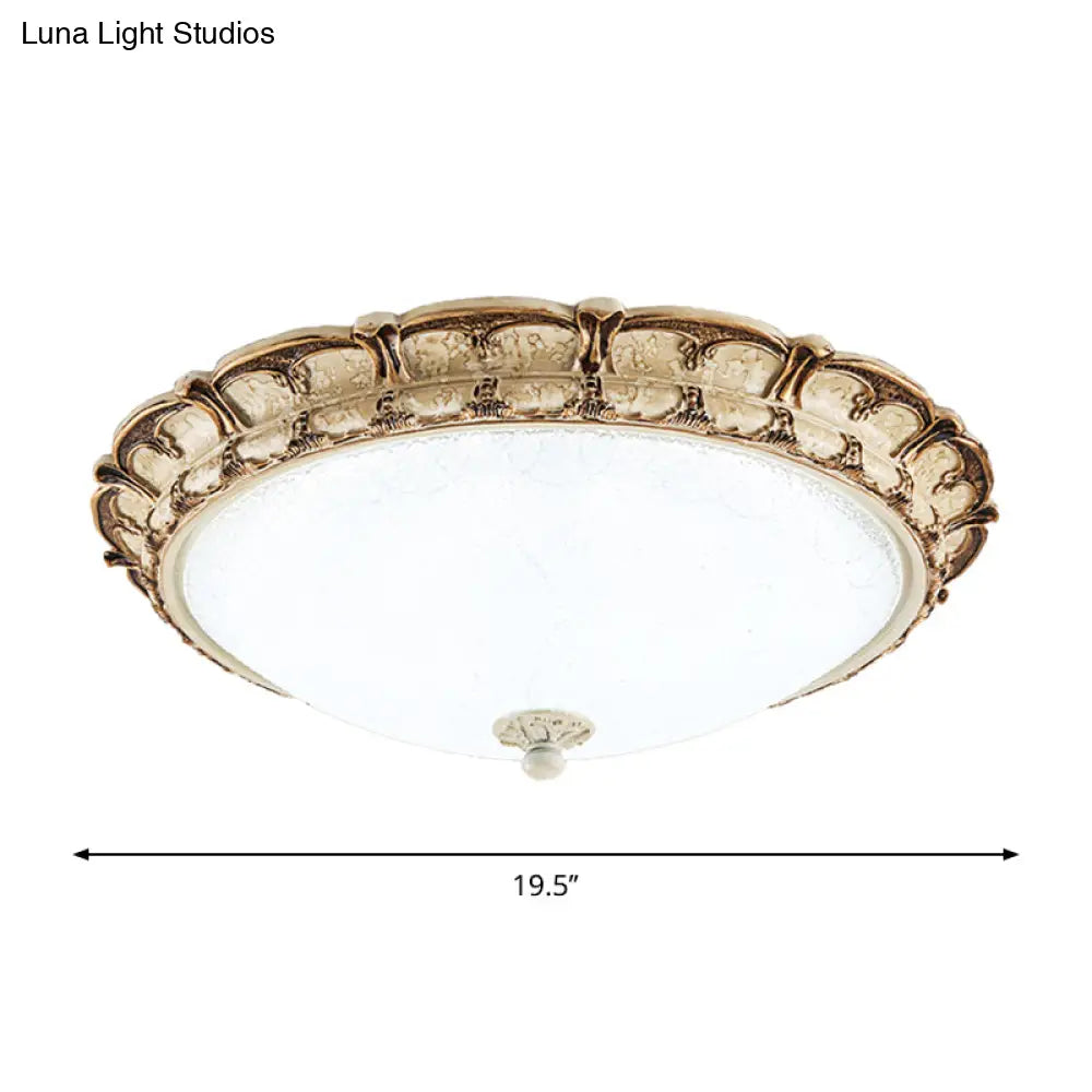 16’/19.5’ Antique - Style Brown Floral Flushmount Led Ceiling Light In Opal Glass - Warm/White