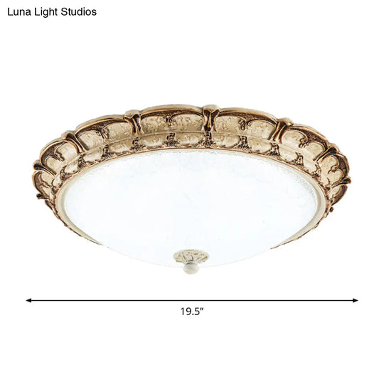16’/19.5’ Antique - Style Brown Floral Flushmount Led Ceiling Light In Opal Glass - Warm/White