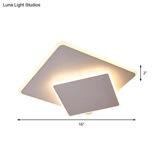 16/19.5 Creative Flush Mount Light With Overlapping Design - Modern Acrylic Round/Square/Triangle