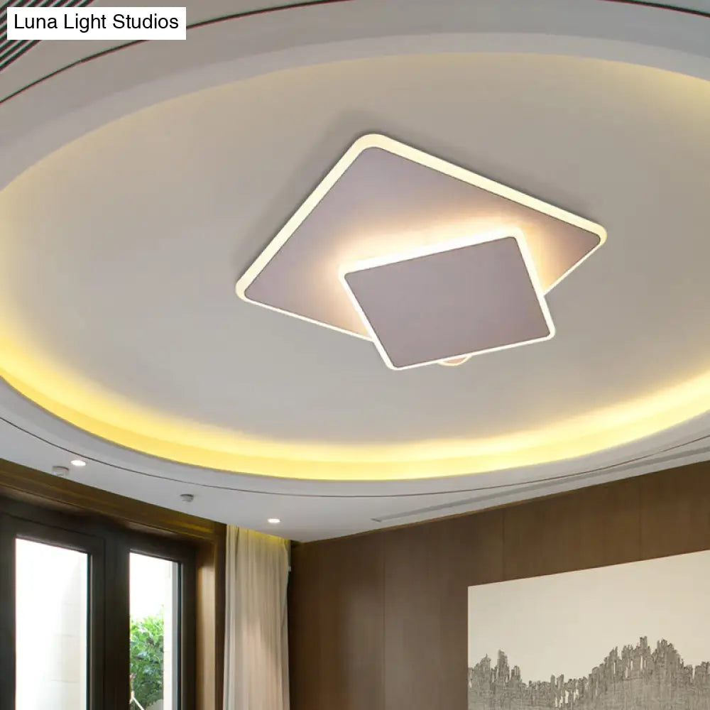 16/19.5 Creative Flush Mount Light With Overlapping Design - Modern Acrylic Round/Square/Triangle