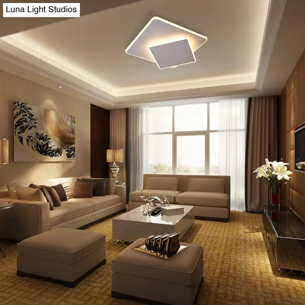 16/19.5 Creative Flush Mount Light With Overlapping Design - Modern Acrylic Round/Square/Triangle