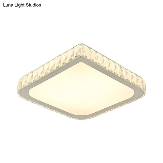 16’/19.5’ Crystal Flushmount Led Ceiling Light - Minimalist Square Design White