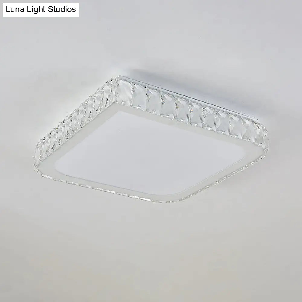 16’/19.5’ Crystal Flushmount Led Ceiling Light - Minimalist Square Design White
