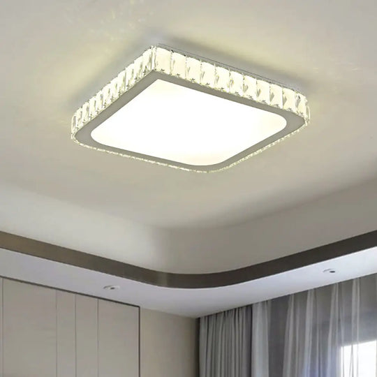 16’/19.5’ Crystal Flushmount Led Ceiling Light - Minimalist Square Design White / 16’