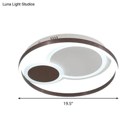 16’/19.5’ Dia Metal Orbit Ceiling Flush Light With Stepless Dimming - Modern Coffee Led