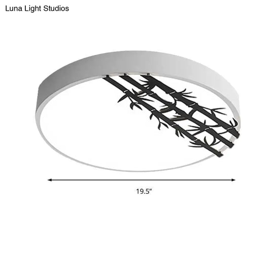 16/19.5 Led Flush Mount Ceiling Light Fixture Modern Iron Round Design With Bamboo Pattern For