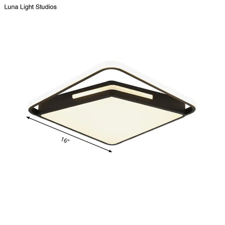 16’/19.5’ Metal Square Ceiling Mount Light Fixture - Contemporary Black/White Flush In