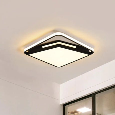 16’/19.5’ Metal Square Ceiling Mount Light Fixture - Contemporary Black/White Flush In