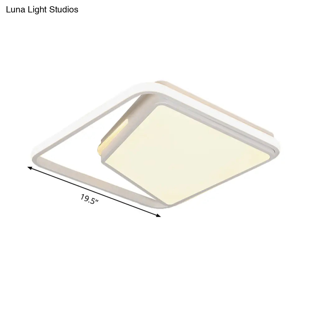 16’/19.5’ Metal Square Ceiling Mount Light Fixture - Contemporary Black/White Flush In