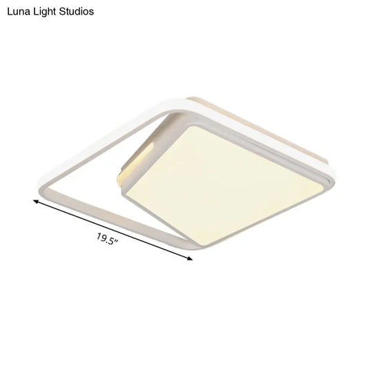 16’/19.5’ Metal Square Ceiling Mount Light Fixture - Contemporary Black/White Flush In
