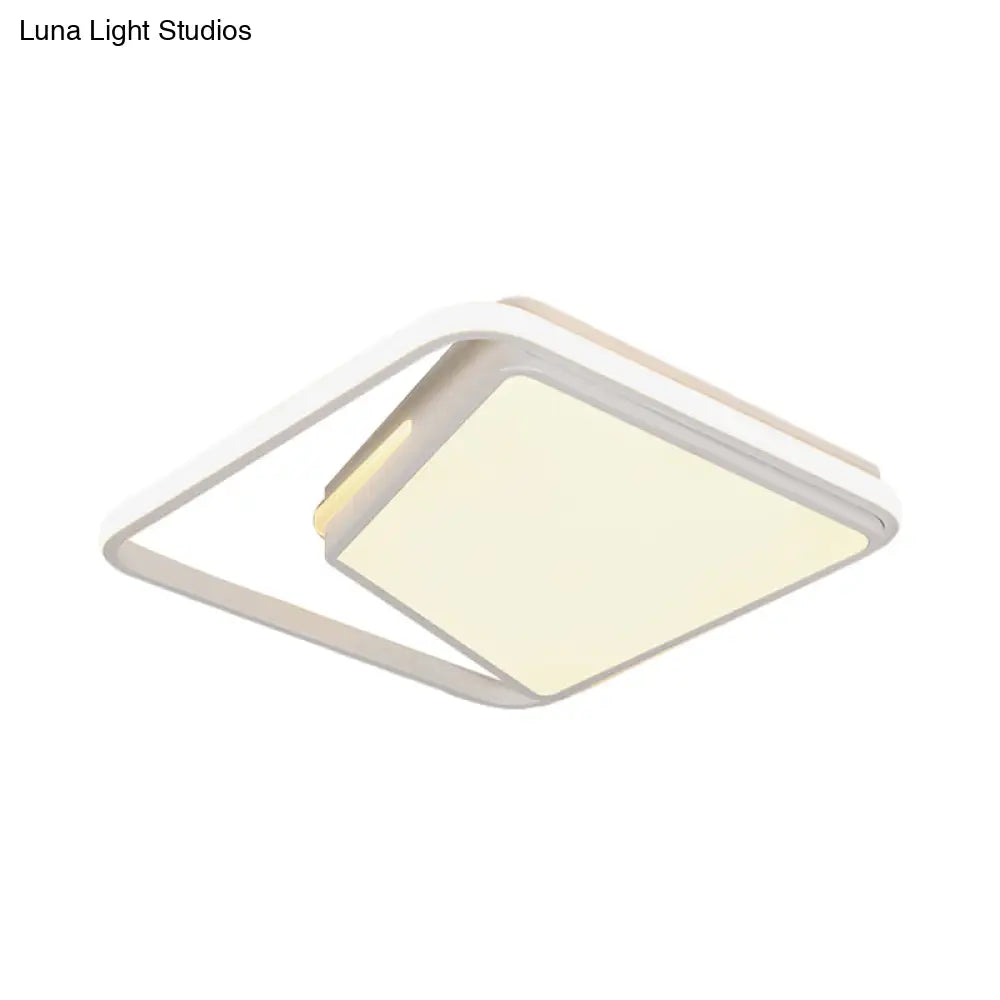 16’/19.5’ Metal Square Ceiling Mount Light Fixture - Contemporary Black/White Flush In