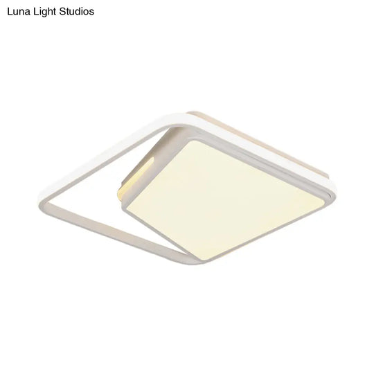 16’/19.5’ Metal Square Ceiling Mount Light Fixture - Contemporary Black/White Flush In