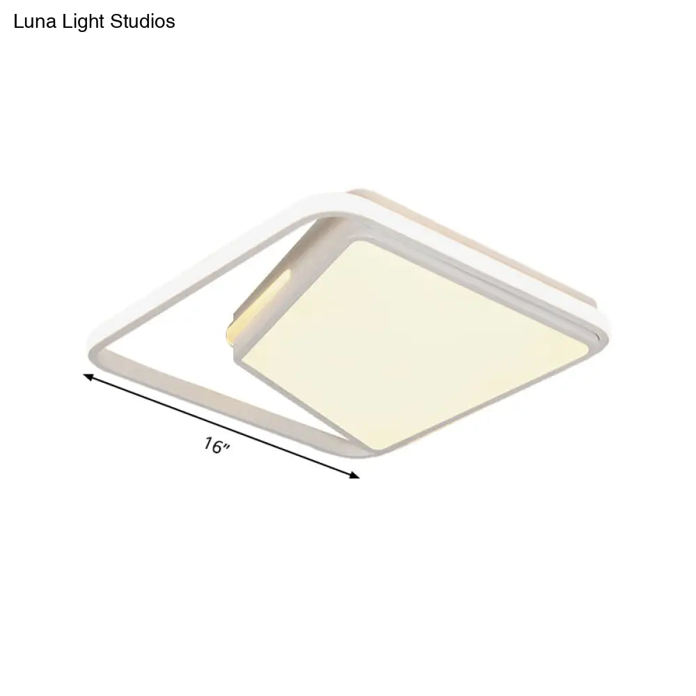 16’/19.5’ Metal Square Ceiling Mount Light Fixture - Contemporary Black/White Flush In