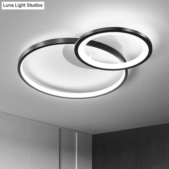 16/19.5 Minimal Iron Bedroom Led Ceiling Mount Lamp - Warm/White Light Black