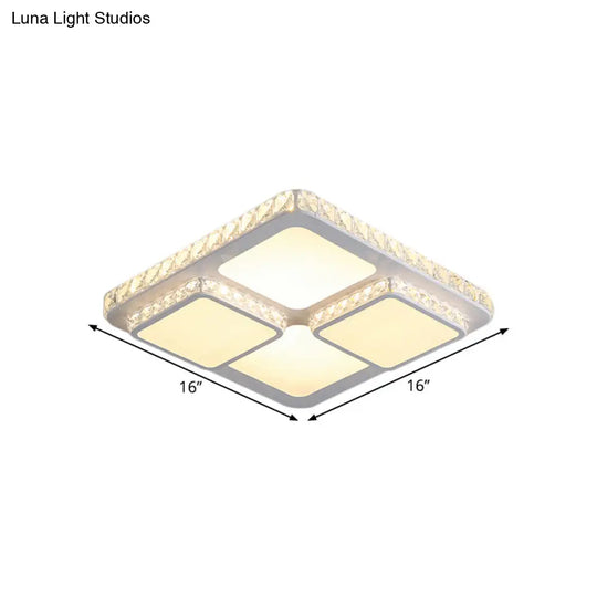 16’/19.5’ Minimalist Crystal Block Led Ceiling Lamp In Warm/White Light