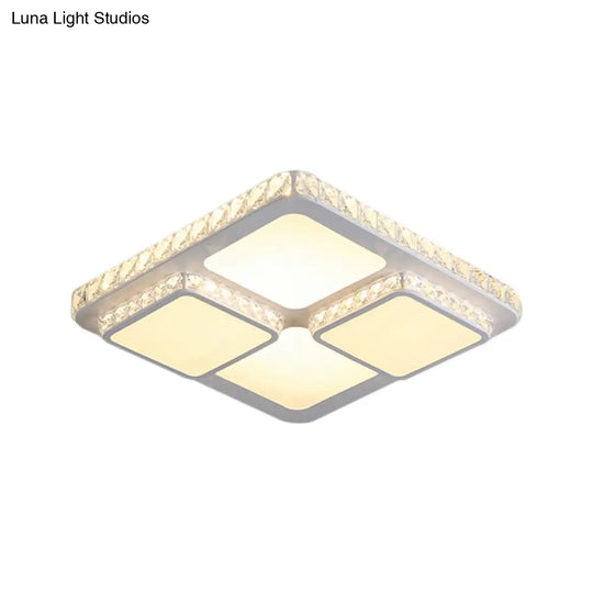 16/19.5 Minimalist Crystal Block Led Ceiling Lamp In Warm/White Light