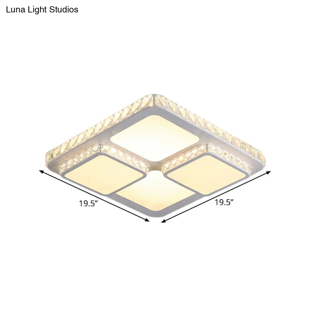 16’/19.5’ Minimalist Crystal Block Led Ceiling Lamp In Warm/White Light
