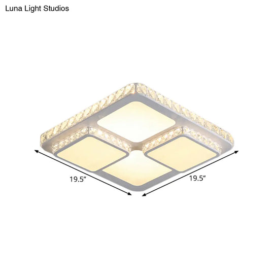 16’/19.5’ Minimalist Crystal Block Led Ceiling Lamp In Warm/White Light