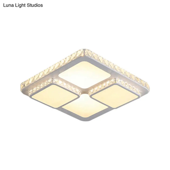 16’/19.5’ Minimalist Crystal Block Led Ceiling Lamp In Warm/White Light