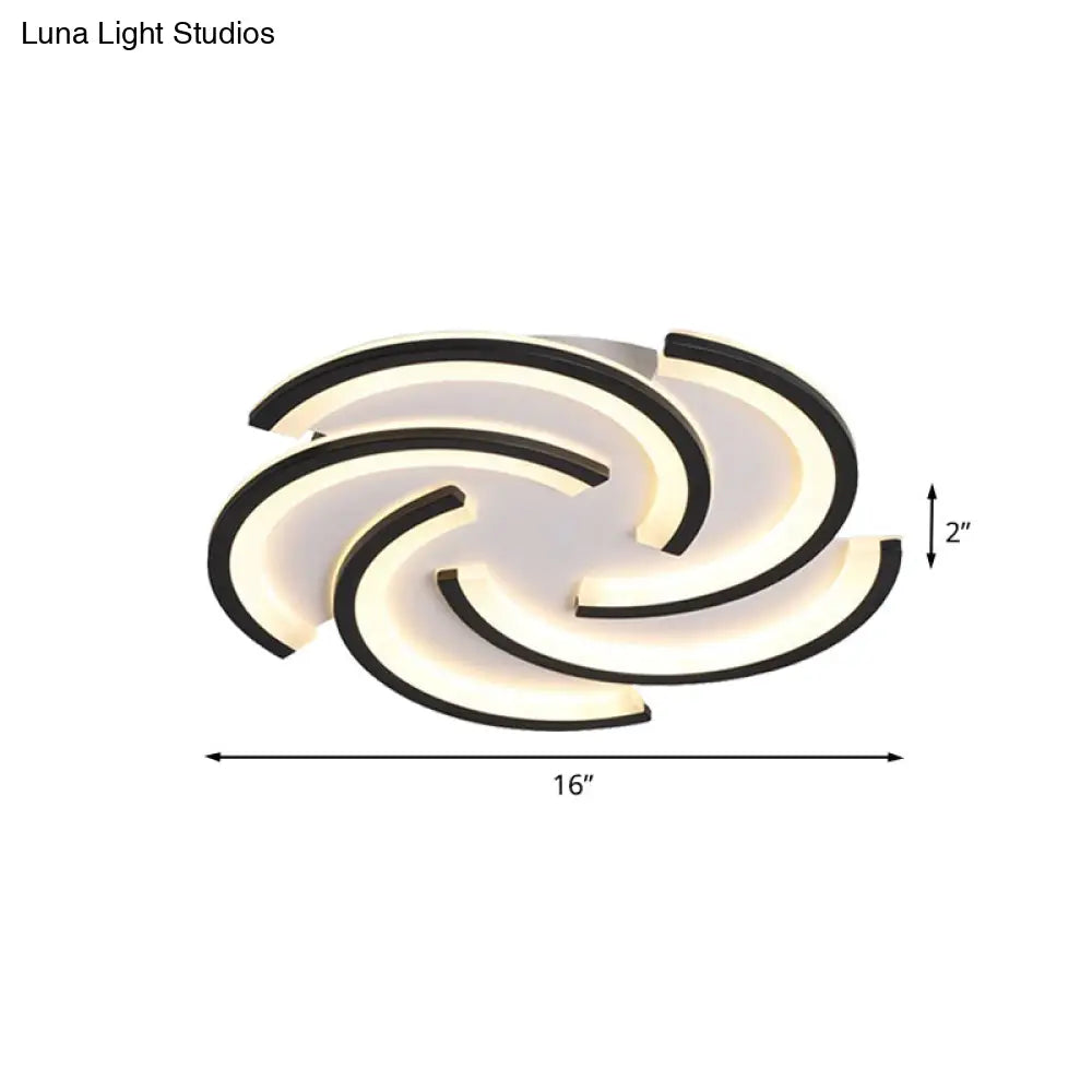 16’/19.5’ Modern Led Acrylic Spiral Flush Light Black Ceiling Mount For Bedroom - Warm/White
