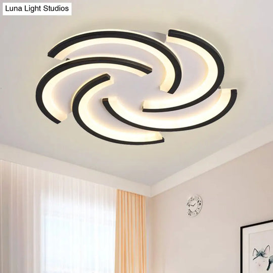 16/19.5 Modern Led Acrylic Spiral Flush Light Black Ceiling Mount For Bedroom - Warm/White / 16