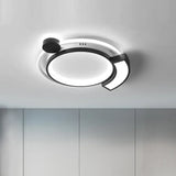 16’/19.5’ Modern Orbit Acrylic Led Flush Ceiling Light Black/Gold Finish White Black / 16’