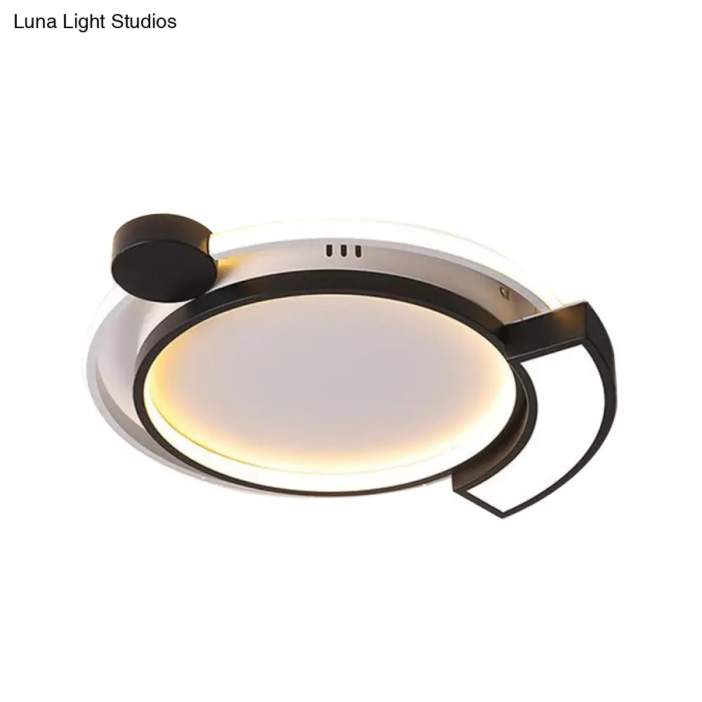 16/19.5 Modern Orbit Acrylic Led Flush Ceiling Light Black/Gold Finish White