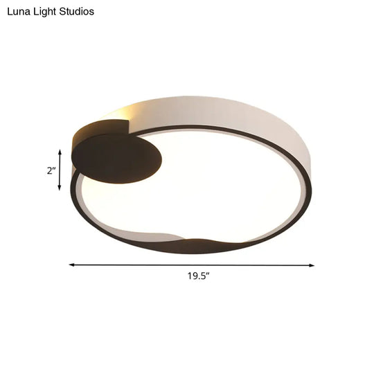 16’/19.5’ Modern White And Black Acrylic Flush Mount Led Ceiling Lamp In White/Warm Light