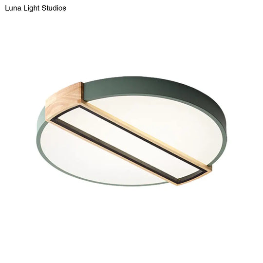 16/19.5 Nordic Led Flushmount Ceiling Light - White/Grey/Green Round Acrylic Shade