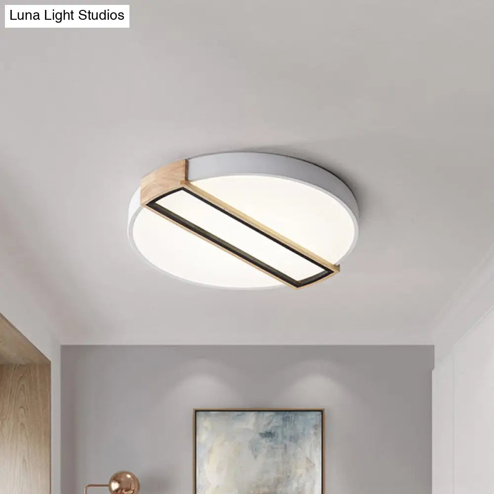 16/19.5 Nordic Led Flushmount Ceiling Light - White/Grey/Green Round Acrylic Shade White / 16