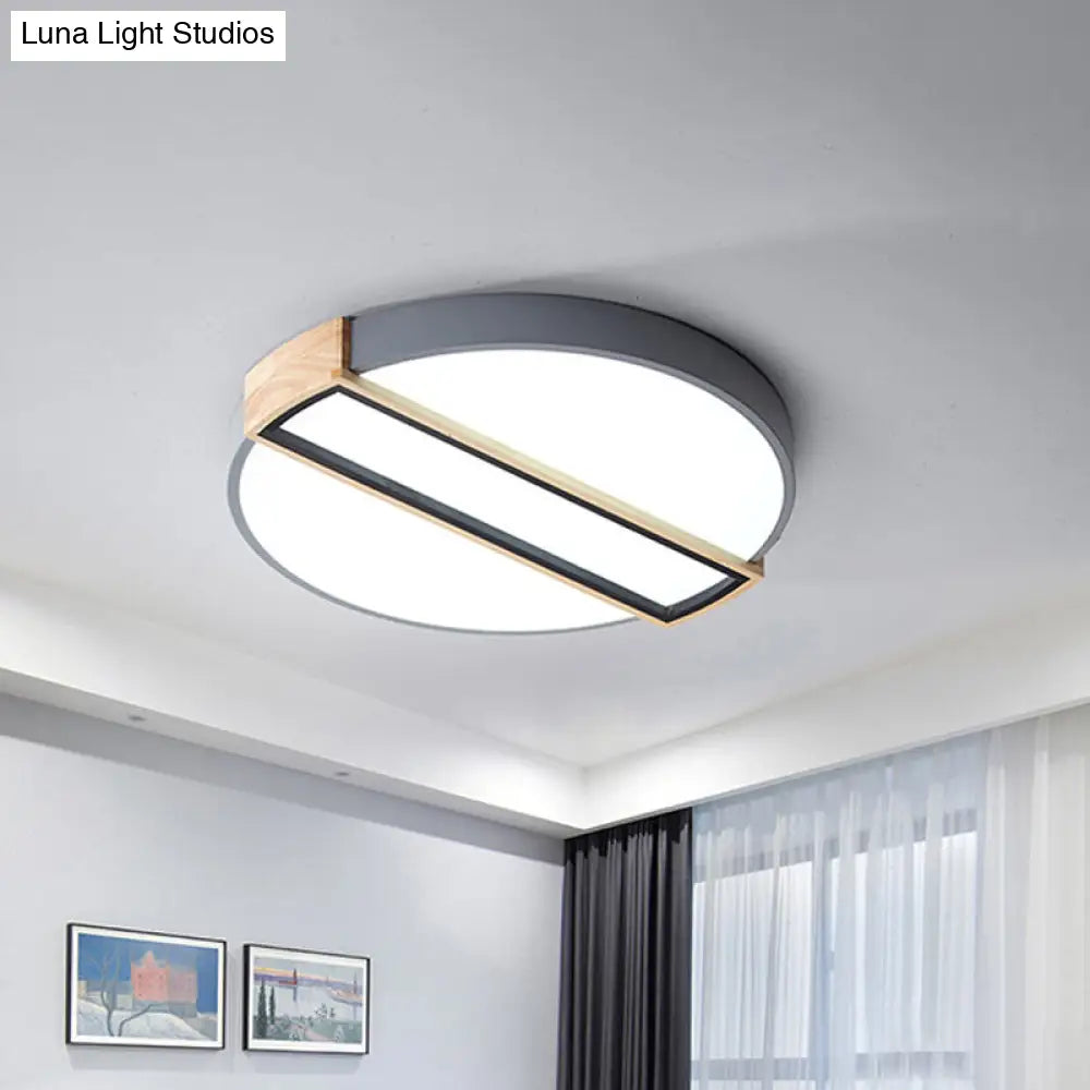 16/19.5 Nordic Led Flushmount Ceiling Light - White/Grey/Green Round Acrylic Shade Grey / 16