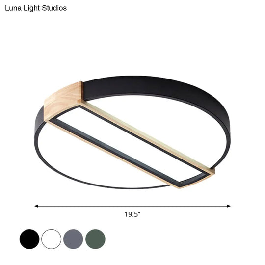 16/19.5 Nordic Led Flushmount Ceiling Light - White/Grey/Green Round Acrylic Shade