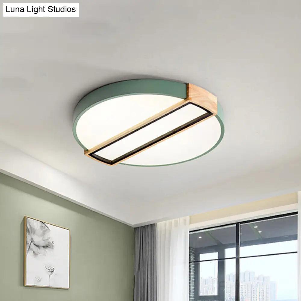16/19.5 Nordic Led Flushmount Ceiling Light - White/Grey/Green Round Acrylic Shade Green / 16