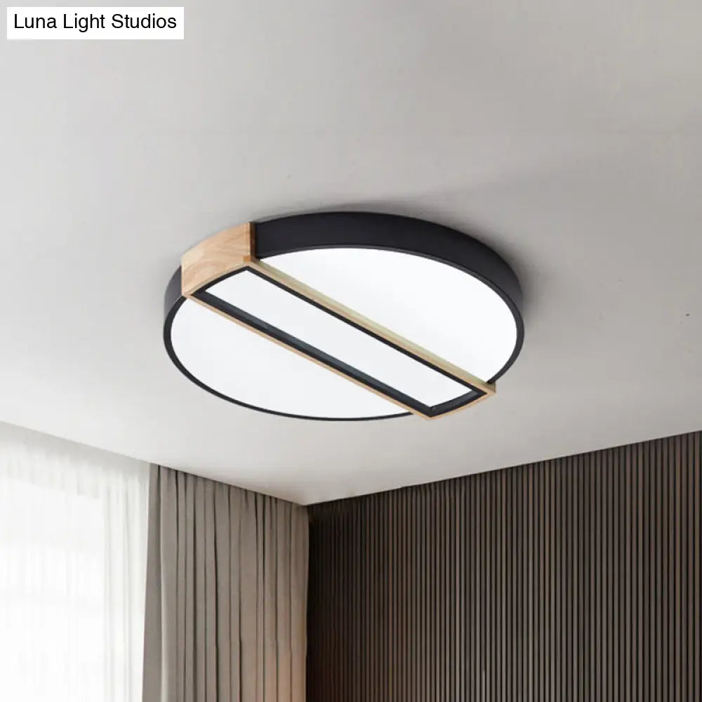 16’/19.5’ Nordic Led Flushmount Ceiling Light - White/Grey/Green Round Acrylic Shade Black / 16’