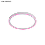 16’/19.5’ Nordic Metal Round Flush Light With Acrylic Shade - White/Pink/Yellow Led Ceiling